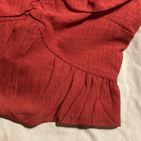 Red Ruffled Peplum Blouse - Picture 4 of 5